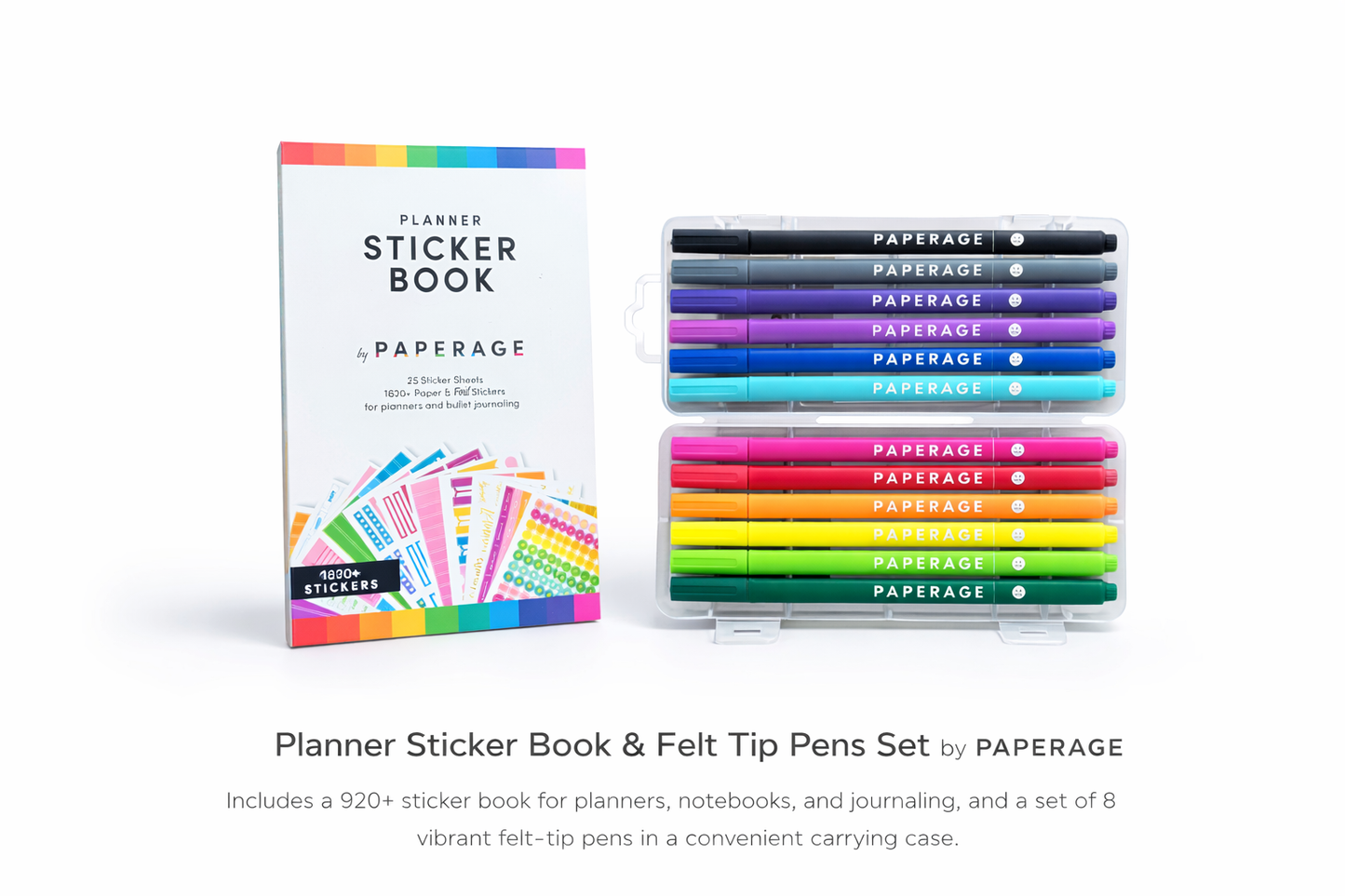 Sticker Book + Fine Liner Felt Tip Pens